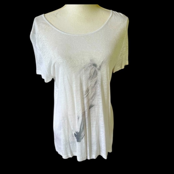 Noel Asmar Cheval Linen tee. large NWT. Horse print crewneck, white and black. - Picture 1 of 12